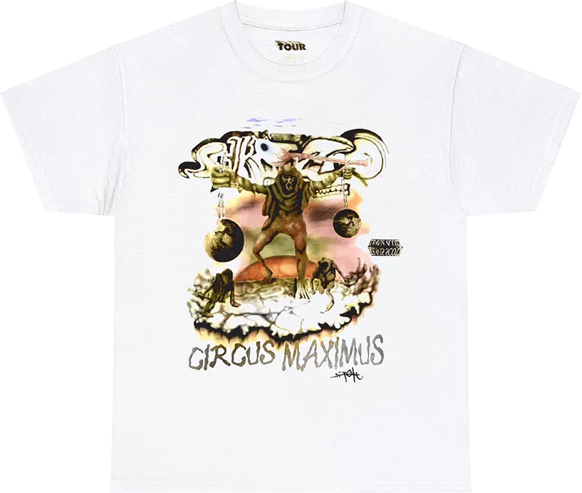 Travis Scott Utopia Tour Skitzo Circus Maximus Tee White - OnSize